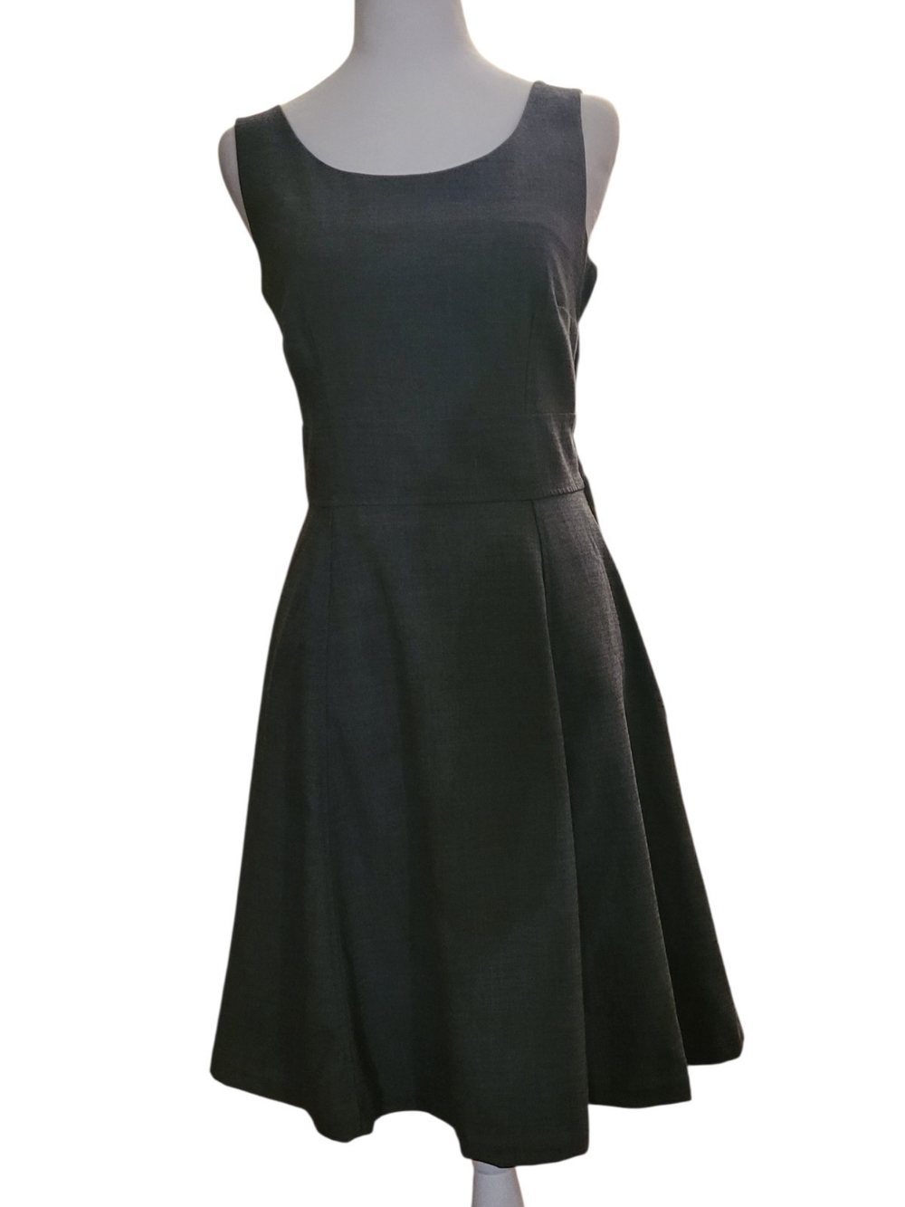 H&M Gray Lined Sleeveless Fit-and-Flare Midi Dress